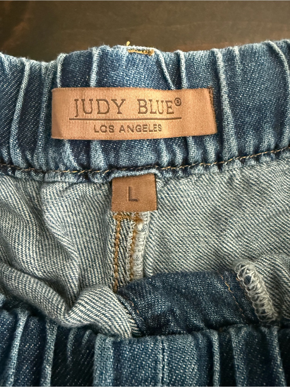 Judy Blue Light Wash Denim Drawstring Shorts New without Tags Size Large - Picture 2 of 4